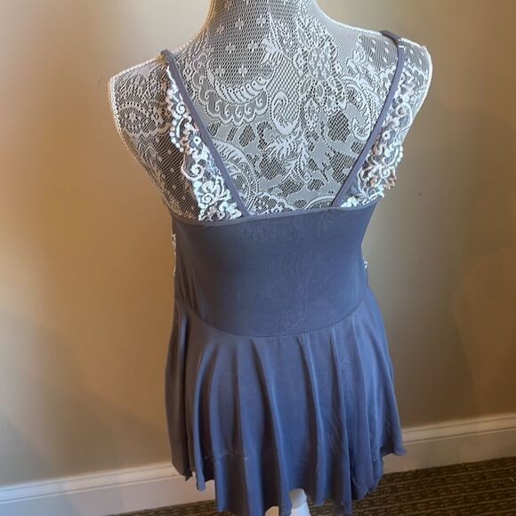 Adorejoy Gray Front Closure Babydoll Lace Chemise V Neck Mesh Sz Medium NWT - Picture 7 of 7